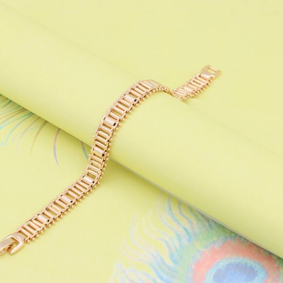 "Bold Textured Rose Gold Bracelet in Brass, XPBL1000 - Picture 2 of 12